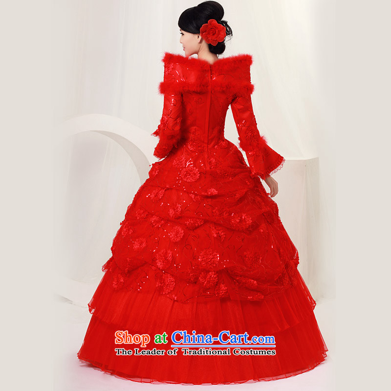 Love of the life of the new 2015 Korean winter wedding thick red bride wedding dress warm winter Foutune of red M 2 feet waist love of the overcharged shopping on the Internet has been pressed.