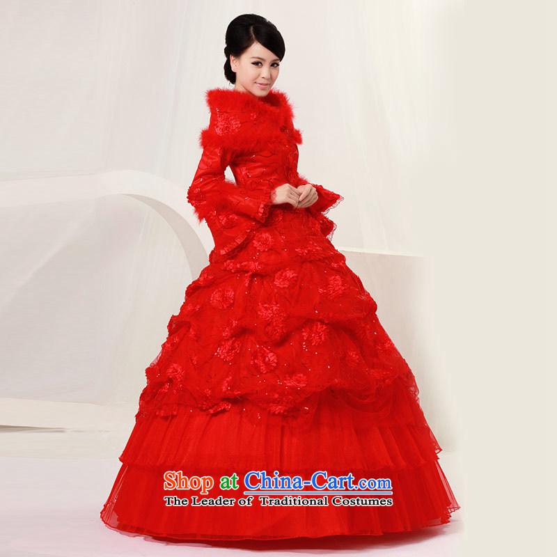 Love of the life of the new 2015 Korean winter wedding thick red bride wedding dress warm winter Foutune of red M 2 feet waist love of the overcharged shopping on the Internet has been pressed.