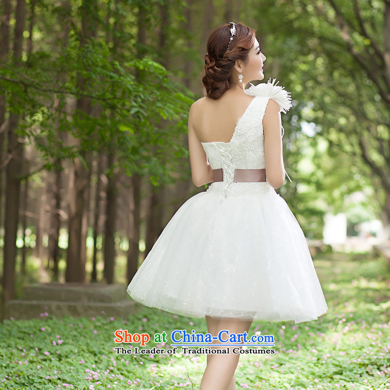 Love of the overcharged by 2015 new bridesmaid short, wedding dresses bride short skirts small stylish bridesmaid service dress single shoulder type white Foutune of type S love of the present white , , , shopping on the Internet