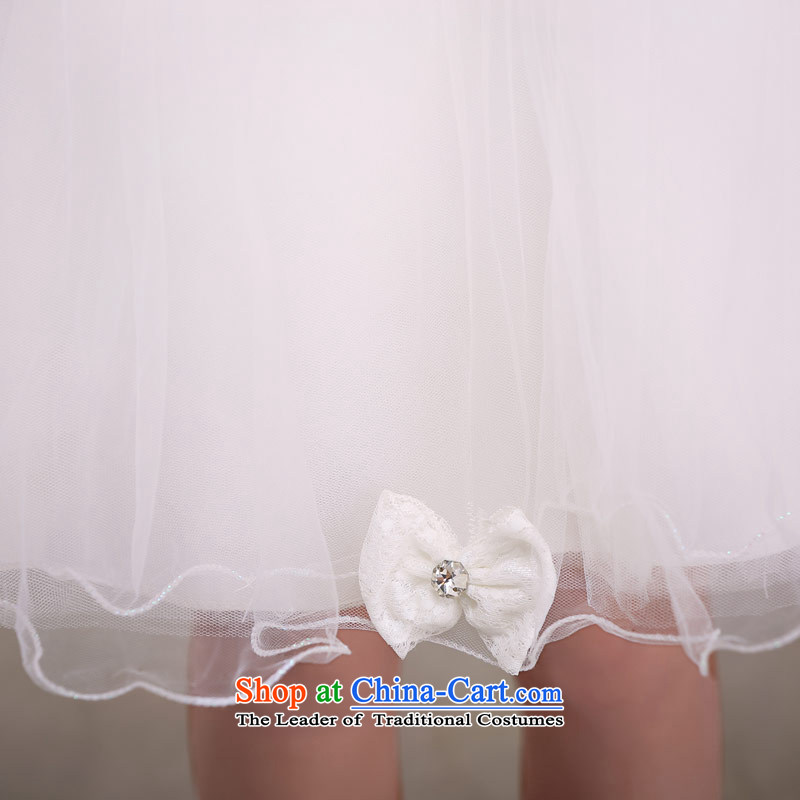 Love of the short life of wedding dresses 2015 new evening bridesmaid lace bride shoulders skirt the word shoulder white wedding dress female white S love of the overcharged shopping on the Internet has been pressed.