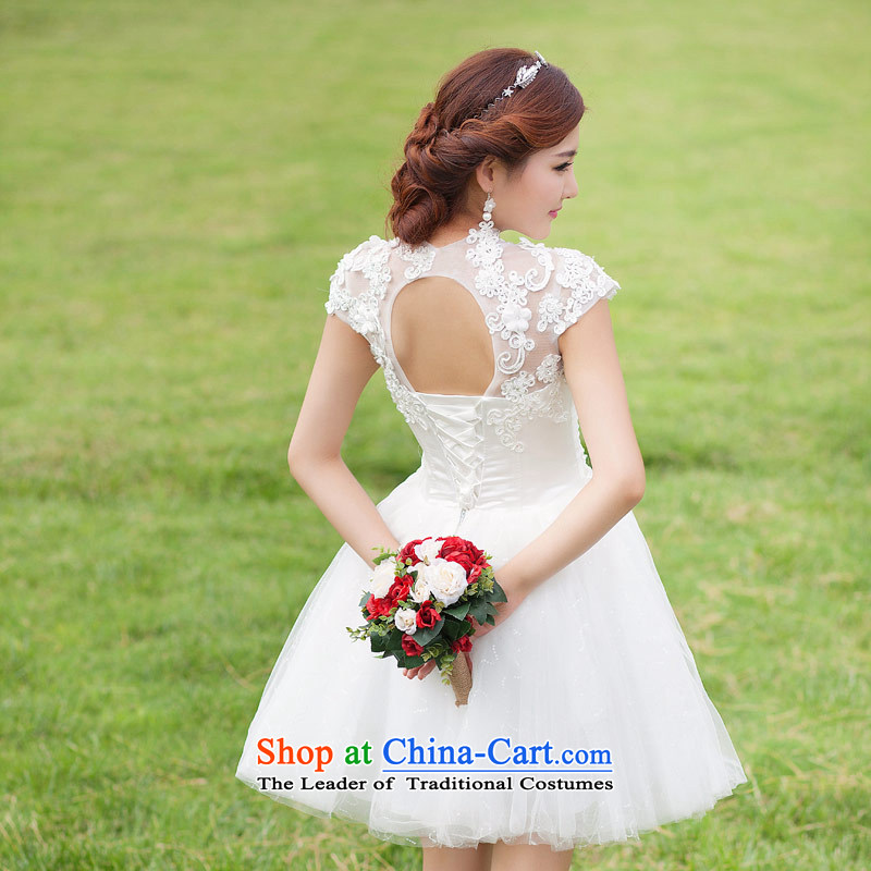 Love of the overcharged wedding dresses new 2015 Korean brides short of a field shoulder bridesmaid small skirt white lace Foutune of white-form to the concept of special love of the overcharged shopping on the Internet has been pressed.