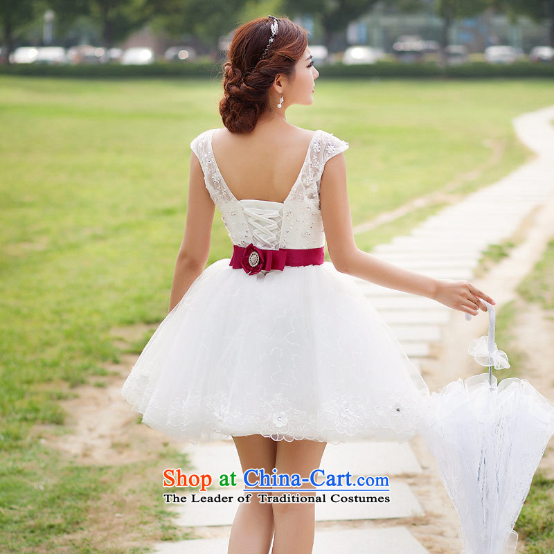 Love of the short life of wedding dresses 2015 new evening bridesmaid lace bride shoulders wedding dress female white XXXL, love of the overcharged shopping on the Internet has been pressed.