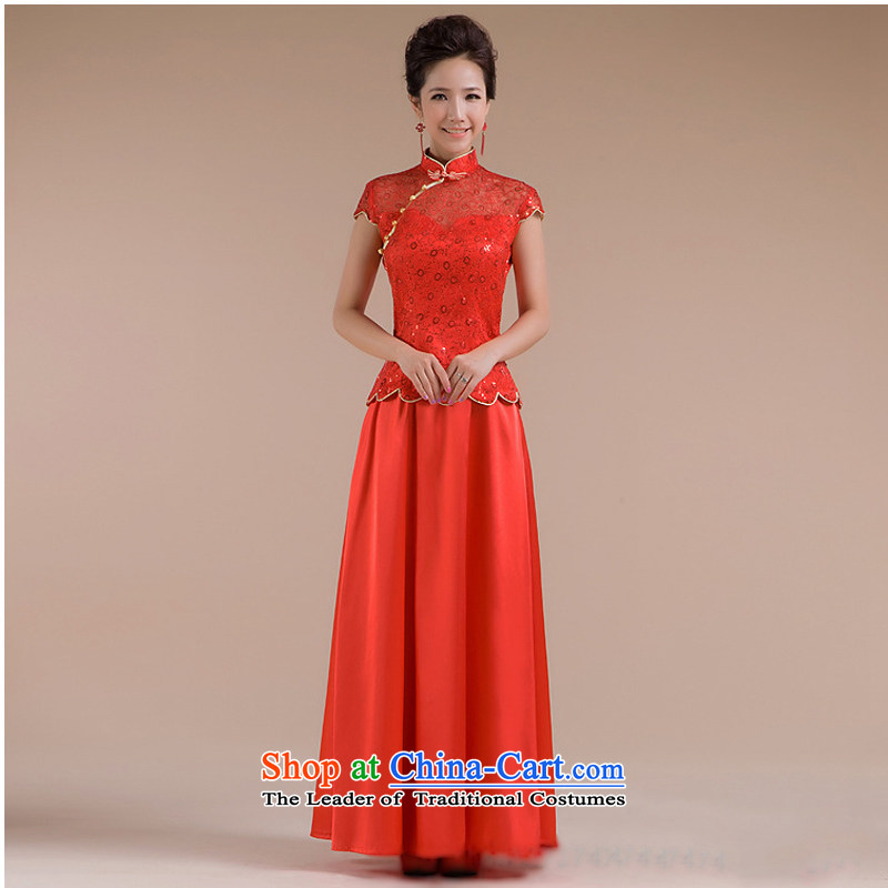 There is also a grand new optimized short-sleeved pins with the embroidered trim wavy swing dress with dress XS7138 RED?XXL
