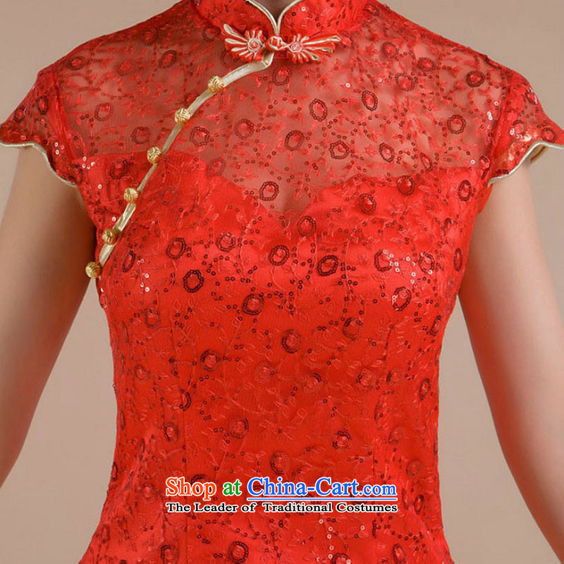 There is also a grand new optimized short-sleeved pins with the embroidered trim wavy swing dress with dress XS7138 red colored silk is optimized XXL, shopping on the Internet has been pressed.
