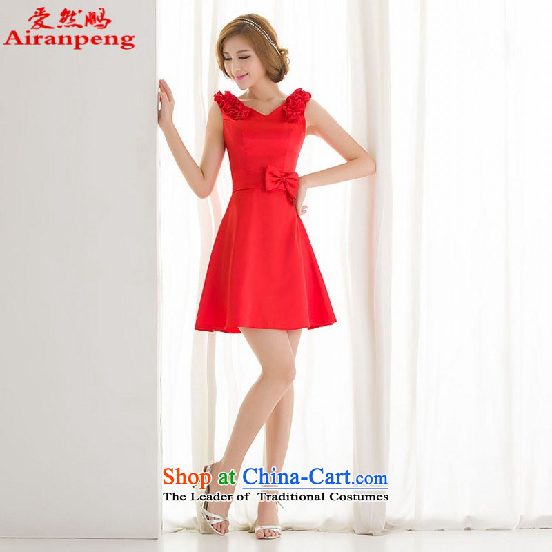 Love So Peng New 2014 bridesmaid short, wipe the Chest Siao dress skirt marriages wedding dinner drink dress zipper red XL package returning