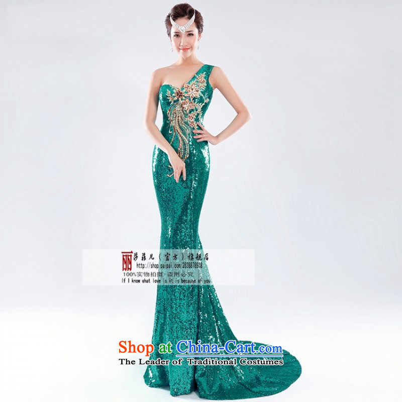 Love So Peng shoulder lace on-chip crowsfoot evening dresses new marriages bows service long crowsfoot Sau San will return package, green XL love so Peng (AIRANPENG) , , , shopping on the Internet