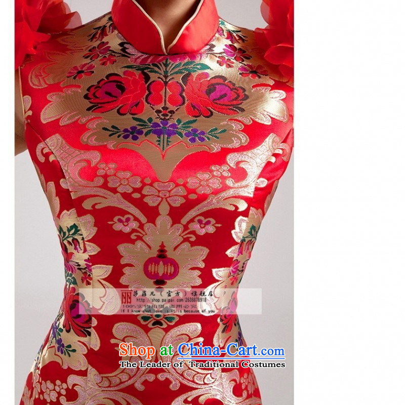 Love So Peng 2014 Summer new improved short of qipao gown shoulders red flowers wedding dresses stereo short of dress XL, Love Returning package so Peng (AIRANPENG) , , , shopping on the Internet