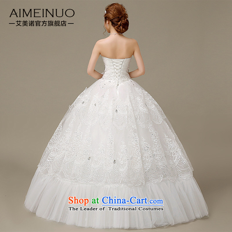 Hiv Miele wedding dresses 2015 Spring/Summer water drilling and lace tabs on the Chest straps to align the Korean version of the Princess Bride wedding H-48 white L, HIV Miele shopping on the Internet has been pressed.