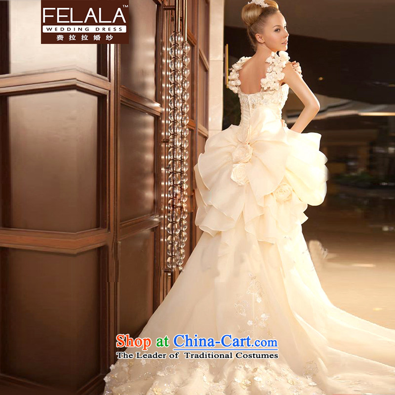 Ferrara  2015 new western front stub after flowers wedding dresses spring short tails long after the girl champagne color L Suzhou shipment of Ferrara wedding (FELALA) , , , shopping on the Internet