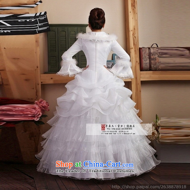 Winter wedding new 2014 Korean wedding dresses long-sleeved plus cotton winter wedding package returning white L, love so Peng (AIRANPENG) , , , shopping on the Internet