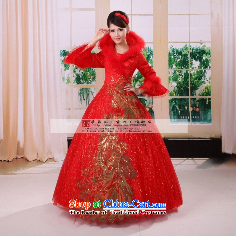The new winter clothes for cotton with gross wedding winter horn cuff/long-sleeved wedding dresses winter wedding RED M package, Love Returning so AIRANPENG Peng () , , , shopping on the Internet