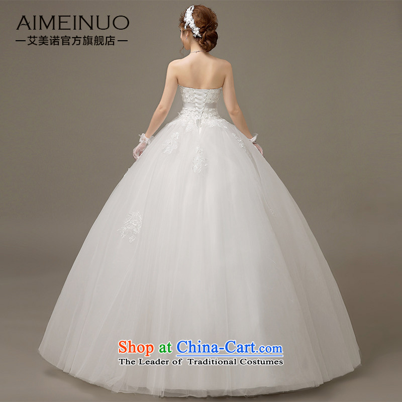 The HIV 2015 Spring/Summer wedding dresses flowers lace Bow Tie Straps Korean retro princess sweet words to his chest H-55 white XXL, HIV Miele shopping on the Internet has been pressed.