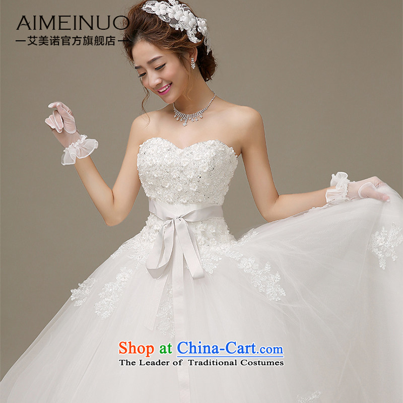 The HIV 2015 Spring/Summer wedding dresses flowers lace Bow Tie Straps Korean retro princess sweet words to his chest H-55 white XXL, HIV Miele shopping on the Internet has been pressed.