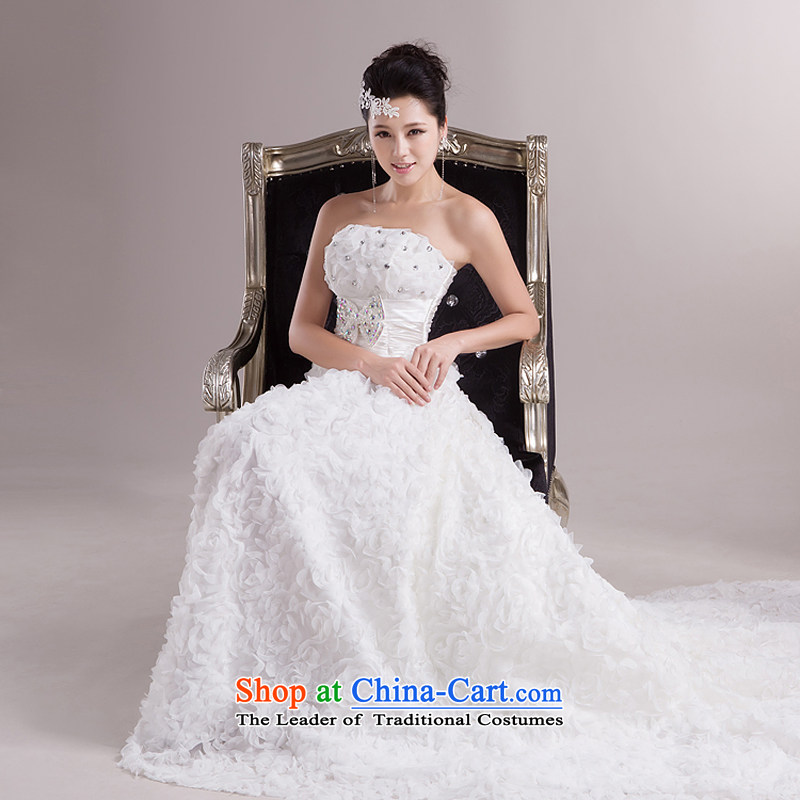 Rain is Korean sweet princess yi 2015 new marriage wedding wiping the chest and bride long tail HS855 white tailored, rain-sang Yi shopping on the Internet has been pressed.