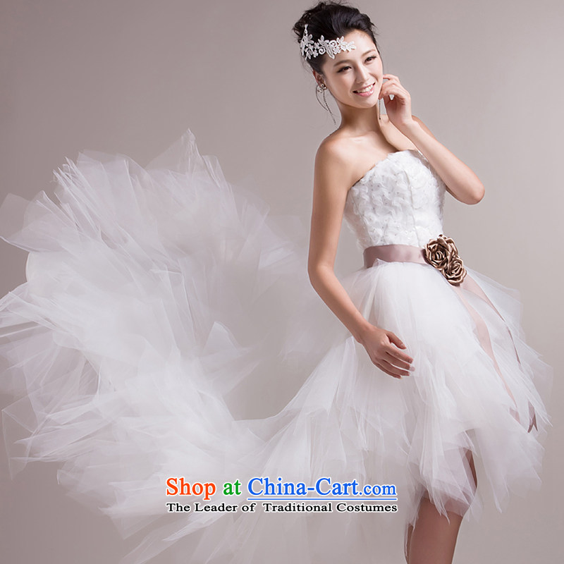 Rain-sang Yi marriages 2015 new wedding anointed chest sweet Korean Princess bon bon skirt front stub for a long tail HS856 small white tailored, rain-sang Yi shopping on the Internet has been pressed.
