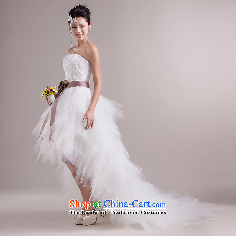 Rain-sang Yi marriages 2015 new wedding anointed chest sweet Korean Princess bon bon skirt front stub for a long tail HS856 small white tailored, rain-sang Yi shopping on the Internet has been pressed.