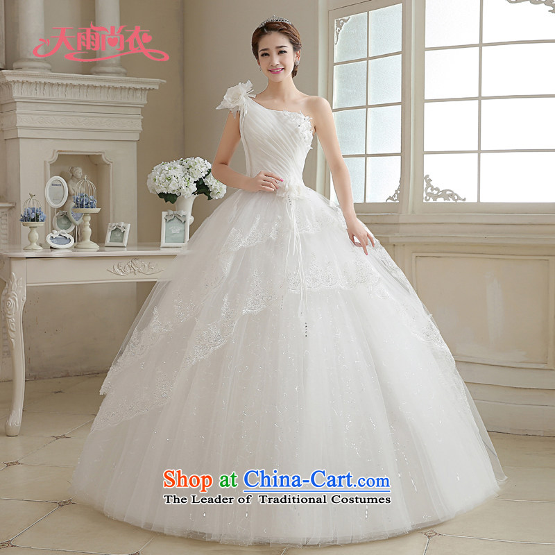 Rain-sang Yi marriages 2015 new wedding dresses Korean sweet to align the princess shoulder straps HS924 FLOWER WHITE tailored