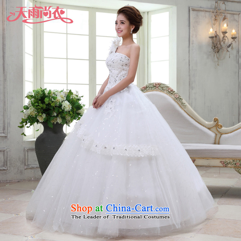 Rain-sang yi bride Wedding 2015 new marriage yarn Korean brides shoulder straps princess flowers water drilling to align HS928 lace white tailored, rain-sang Yi shopping on the Internet has been pressed.