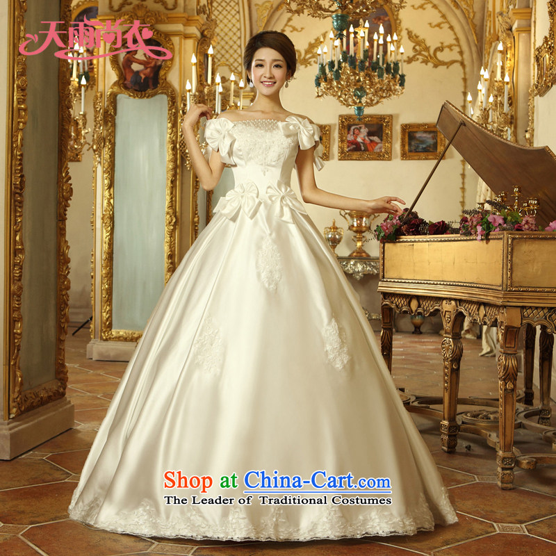 Rain-sang Yi marriages 2015 new dresses and stylish pearl lace shoulder straps bride wedding HS923 tailored White