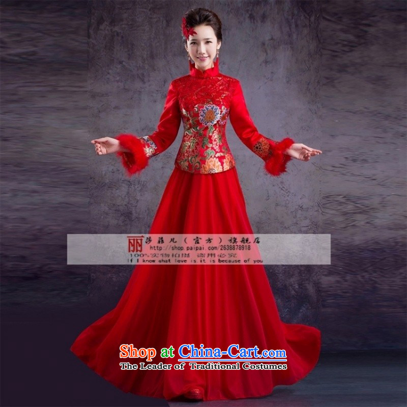 The cheongsam dress red long fall thick cotton plus warm, joyous red qipao bride services need to be followed to do not XXXL refunds or exchanges, love so Peng (AIRANPENG) , , , shopping on the Internet