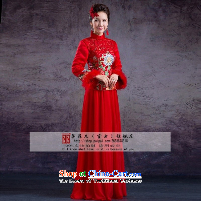 The cheongsam dress red long fall thick cotton plus warm, joyous red qipao bride services need to be followed to do not XXXL refunds or exchanges, love so Peng (AIRANPENG) , , , shopping on the Internet