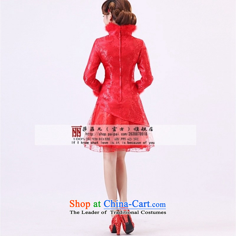 Qipao Winter 2014 new long-sleeved bridal dresses marriage autumn and winter, short of qipao red cotton XXXL services need to be followed by a non-returnable, love so Peng (AIRANPENG) , , , shopping on the Internet
