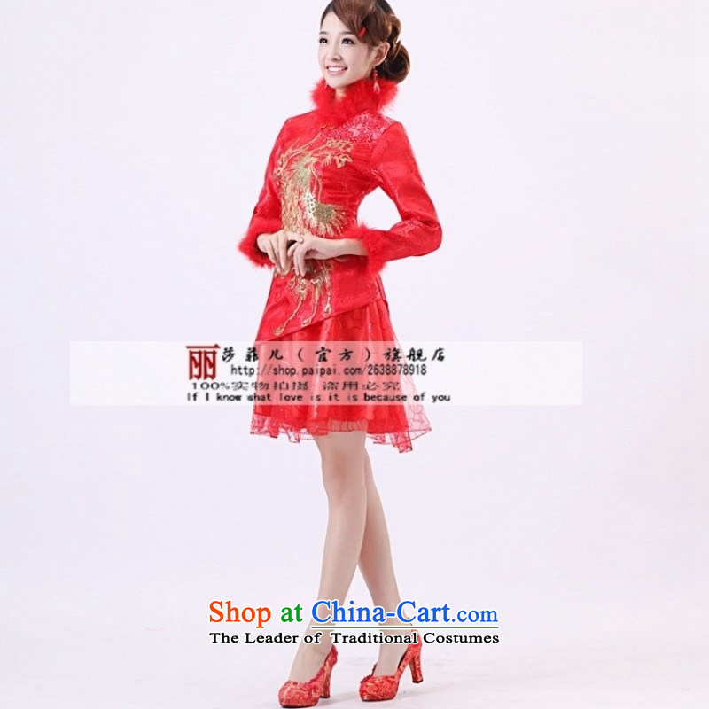 Qipao Winter 2014 new long-sleeved bridal dresses marriage autumn and winter, short of qipao red cotton XXXL services need to be followed by a non-returnable, love so Peng (AIRANPENG) , , , shopping on the Internet