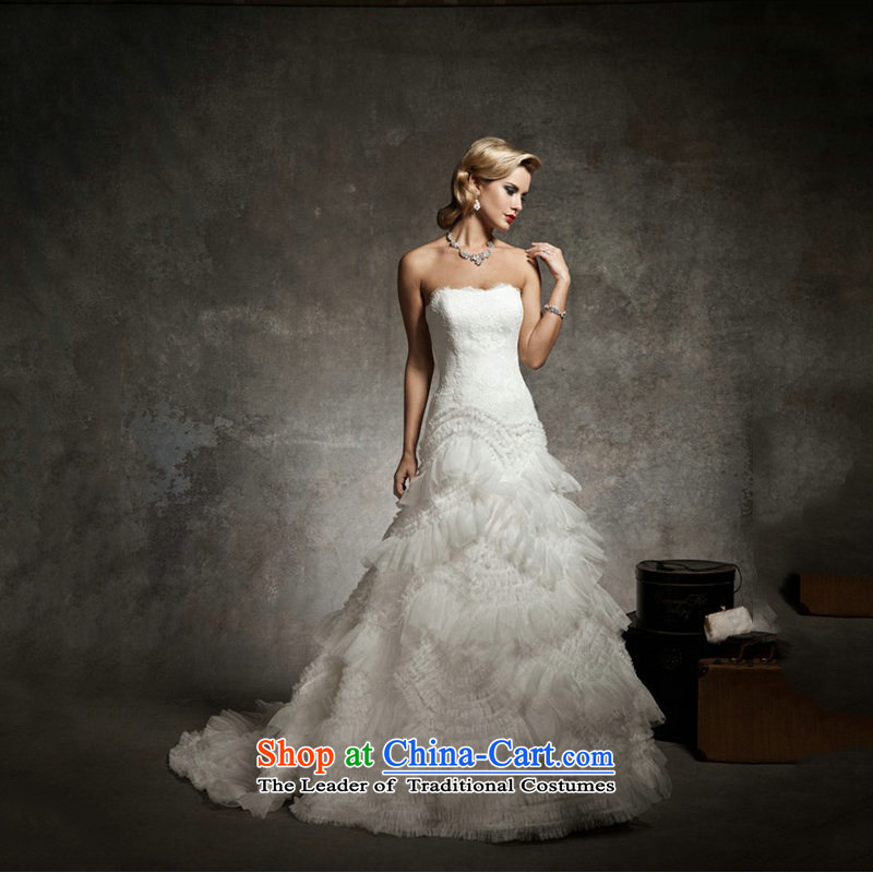 Optimize Hong-wedding dresses new 2014 Korean hip little tail and chest bride wedding JS8124 m White are code