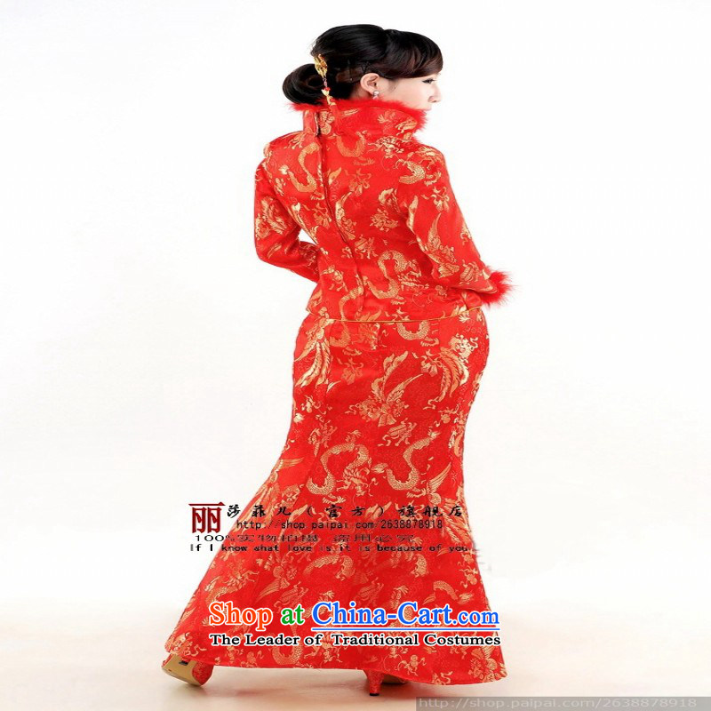 Elegant and stylish bridal dresses skirt bride red cotton winter clothing improved qipao bows XL package, Love Returning so AIRANPENG Peng () , , , shopping on the Internet