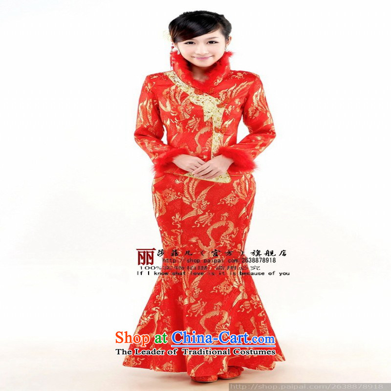 Elegant and stylish bridal dresses skirt bride red cotton winter clothing improved qipao bows XL package, Love Returning so AIRANPENG Peng () , , , shopping on the Internet