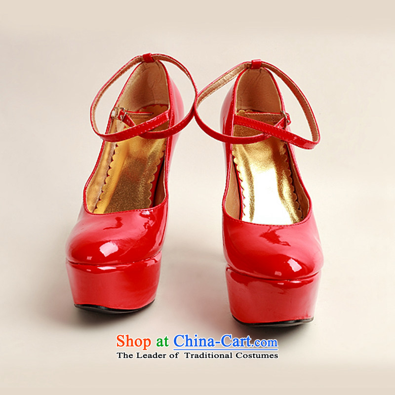 Flower angel girl single shoes Cayman 2014 new varnished leather, smooth sparkling, luxury waterproof shoes marriage bride desktop red shoes, round head high heels 36, flower-ki (DUOQIMAN shopping on the Internet has been pressed.)