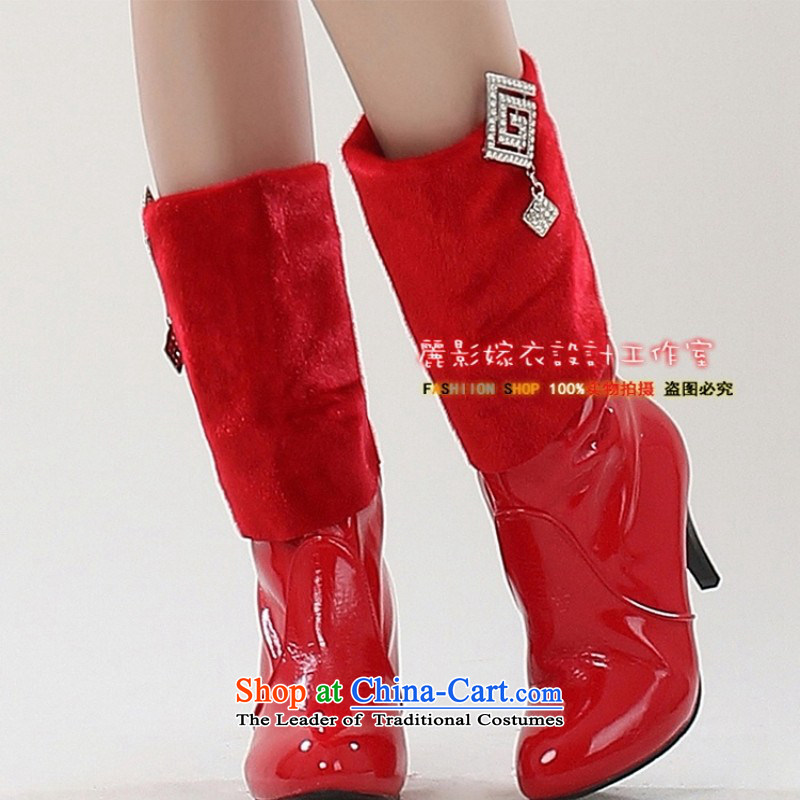 The new bride high 2014 and boots the the high-heel shoes red girl boots marriages cotton shoes winter, marriage wears 39 Oi Yin Peng (AIRANPENG) , , , shopping on the Internet