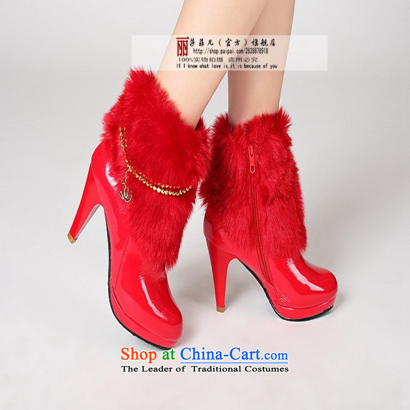 The bride red marriages high-heel shoes of autumn and winter bride wedding dress shoes 38, love boots marriage so Peng (AIRANPENG) , , , shopping on the Internet
