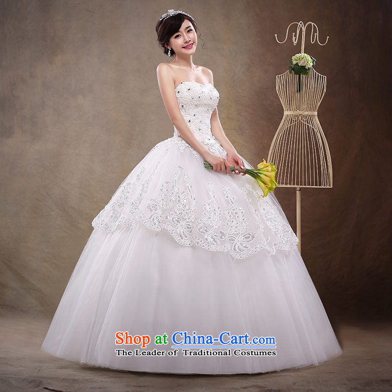2015 new anointed chest to align the white wedding bridal lace upscale Korean Princess Couture fashion dress wedding dress female white S love of the overcharged shopping on the Internet has been pressed.