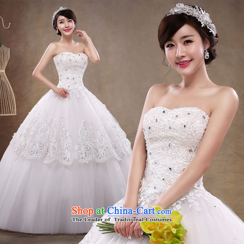 2015 new anointed chest to align the white wedding bridal lace upscale Korean Princess Couture fashion dress wedding dress female white S love of the overcharged shopping on the Internet has been pressed.
