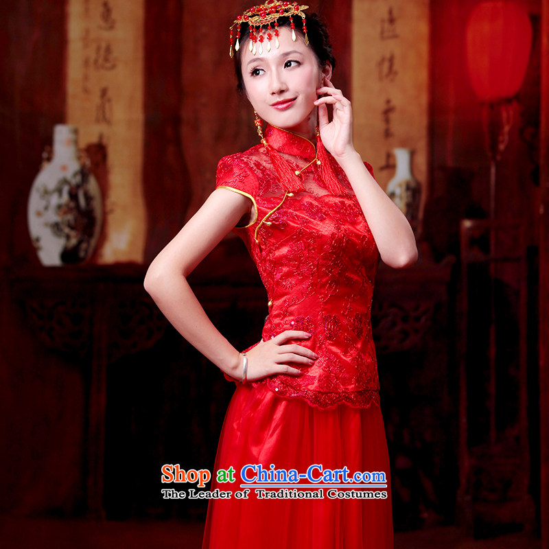 After a new dress bride wind genuine short-sleeved to long skirt cheongsam dress red bows services received by Transport received by Transport small dress XXL, ruyi wind shopping on the Internet has been pressed.