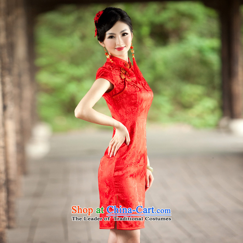 After a new 2015 wind qipao qipao gown toasting champagne marriage bride services for summer of the forklift truck qipao 1093 1093 red after a wind , , , S, shopping on the Internet
