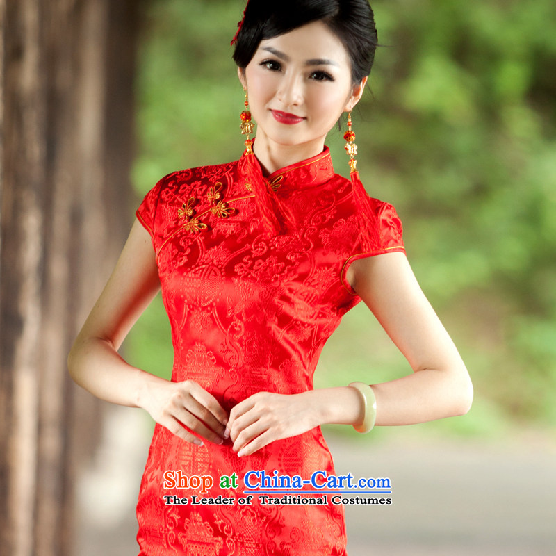 After a new 2015 wind qipao qipao gown toasting champagne marriage bride services for summer of the forklift truck qipao 1093 1093 red after a wind , , , S, shopping on the Internet