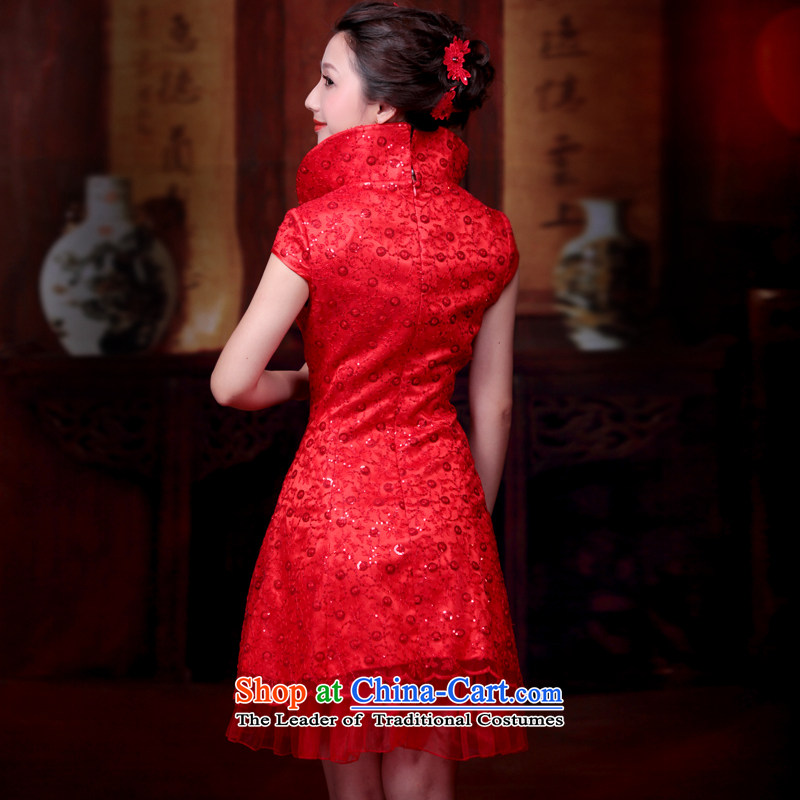 After a day of wind bride short skirts Chinese wedding services red embroidery dresses bows CHINESE CHEONGSAM gift 4605 4605 red after a wind , , , S, shopping on the Internet