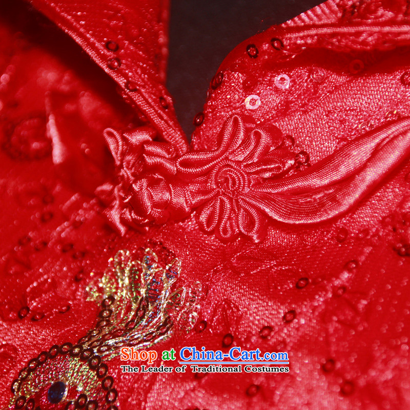 After a day of wind bride short skirts Chinese wedding services red embroidery dresses bows CHINESE CHEONGSAM gift 4605 4605 red after a wind , , , S, shopping on the Internet