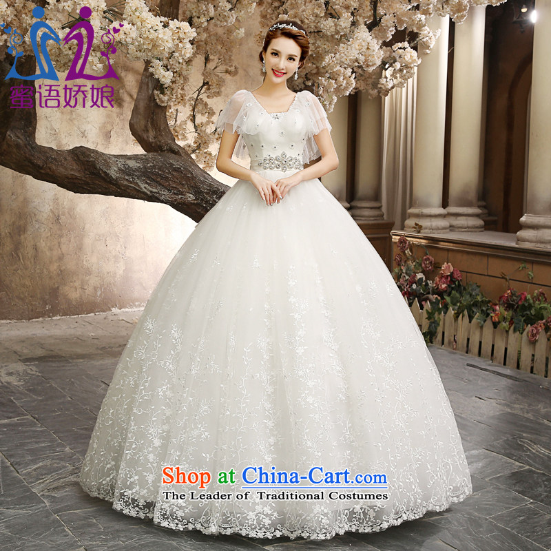 Wedding dress autumn 2015 new package shoulder cape palace retro lace large graphics thin pregnant women Korean Princess wedding custom marriages went out of White XL