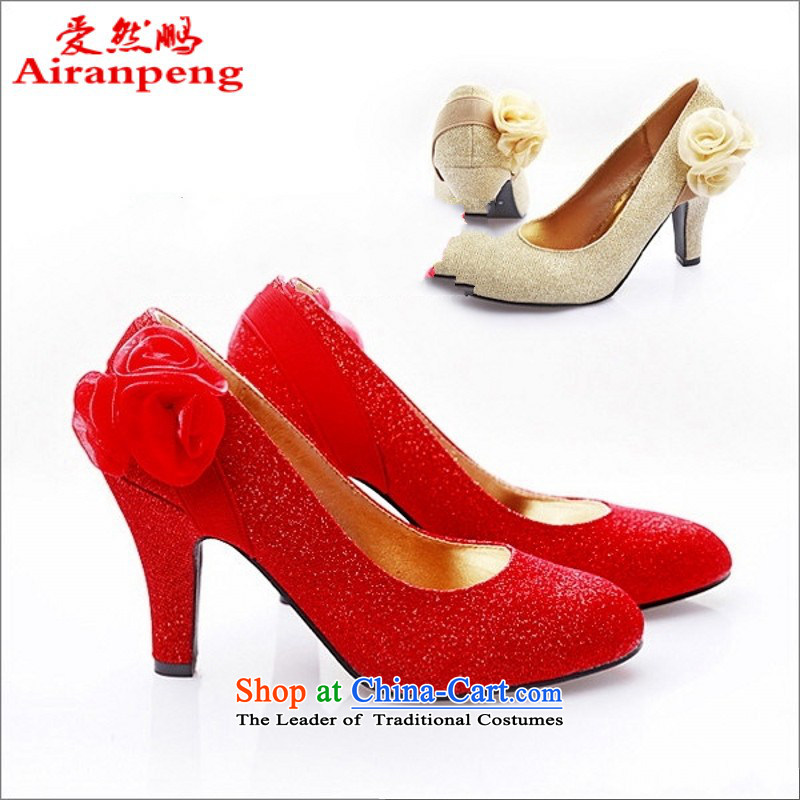 The new marriage shoes dress shoes red shoes shoes 961-5 marriage perfect form factor comfortable Red 36