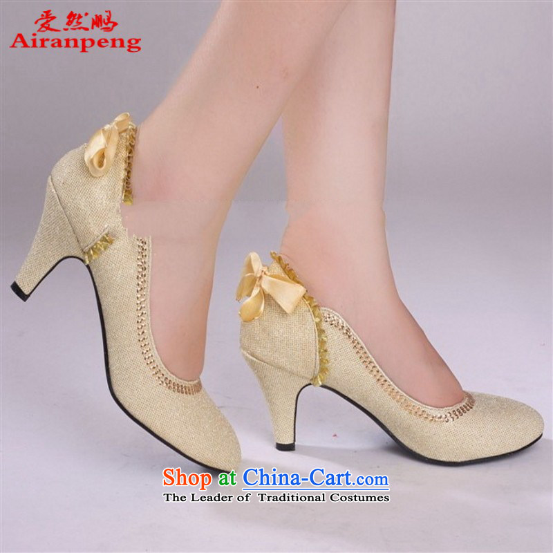 Red Gold with marriage shoes marriages shoes dress shoes womens single shoe 2014 new hot red 38, love so Peng (AIRANPENG) , , , shopping on the Internet