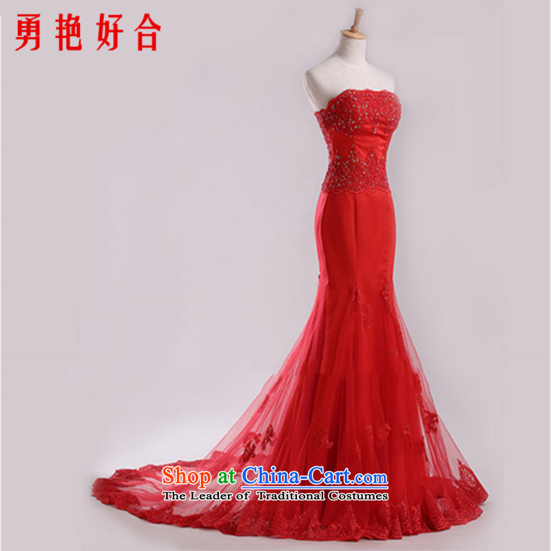 Yong-yeon and Western Red anointed chest wedding dresses 2015 new crowsfoot marriages tail small serving bows wedding white XS, Yong-yeon and shopping on the Internet has been pressed.