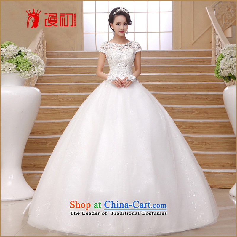 In the early 2015 new man stylish wedding elegant reminiscent of the upscale lace a field shoulder wedding white to align bon bon skirt White XXL