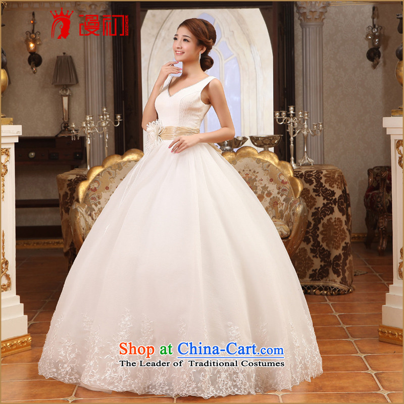 In the early 2015 new man V-neck and sexy shoulders to align bon bon skirt wedding Korean Princess Bride wedding dresses white XXL, early man , , , shopping on the Internet