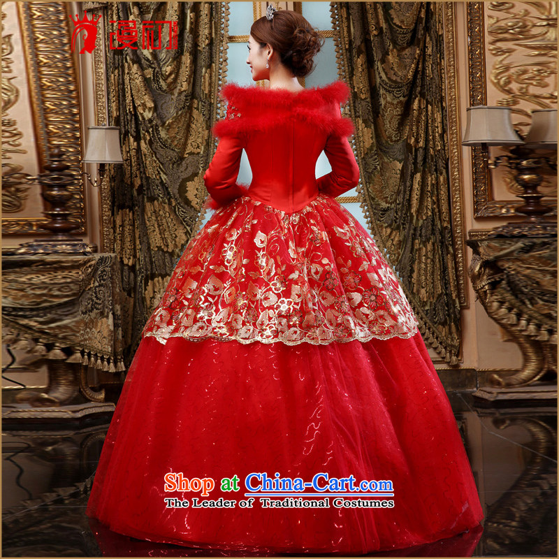 At the beginning of the New Year 2015 definition of winter) Bride wedding red winter wedding thick long-sleeved winter wedding dresses winter Korean wedding red XXL, early man , , , shopping on the Internet