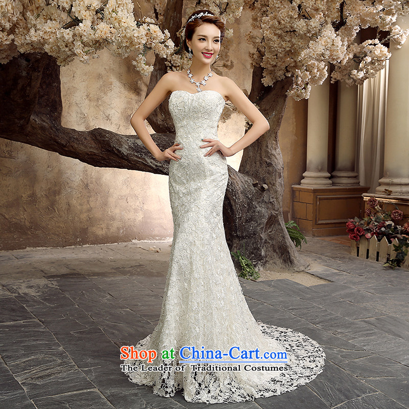 Talk to Her Wedding Dress 2015 new crowsfoot tail wedding wiping the chest straps Sau San Korean Princess Bride retro dress white honey words to wife M , , , shopping on the Internet
