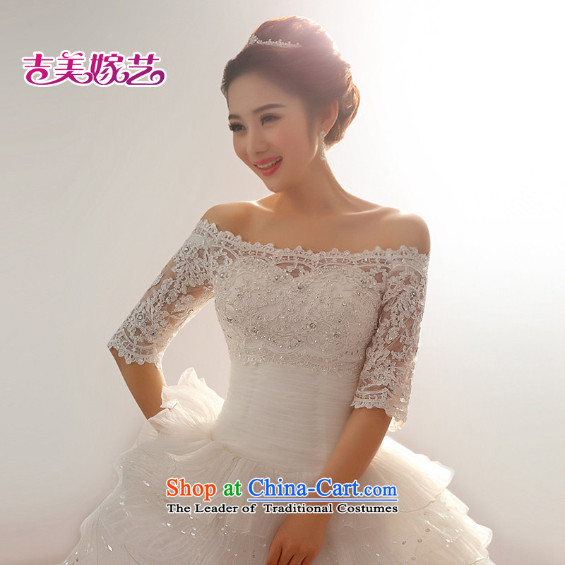 2015 new dumping city tail Korean word princess crowsfoot 7210 Shoulder Drill white bride wedding dresses ivory 1m tail S Kyrgyz-american married arts , , , shopping on the Internet