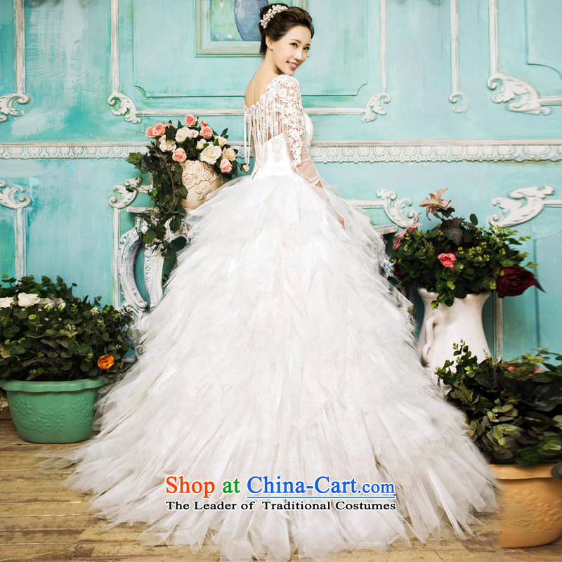 Honeymoon bride 2015 new wedding dresses Korean Antique Lace shoulders wedding alignment to bind with Wedding White M honeymoon bride shopping on the Internet has been pressed.